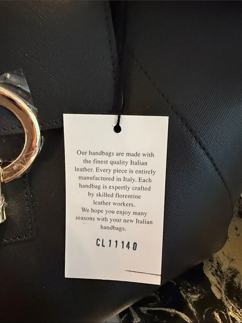 Claudia Firenze LeatherBlack Wooden Top-Handle Tote